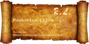 Raskovics Lilla névjegykártya